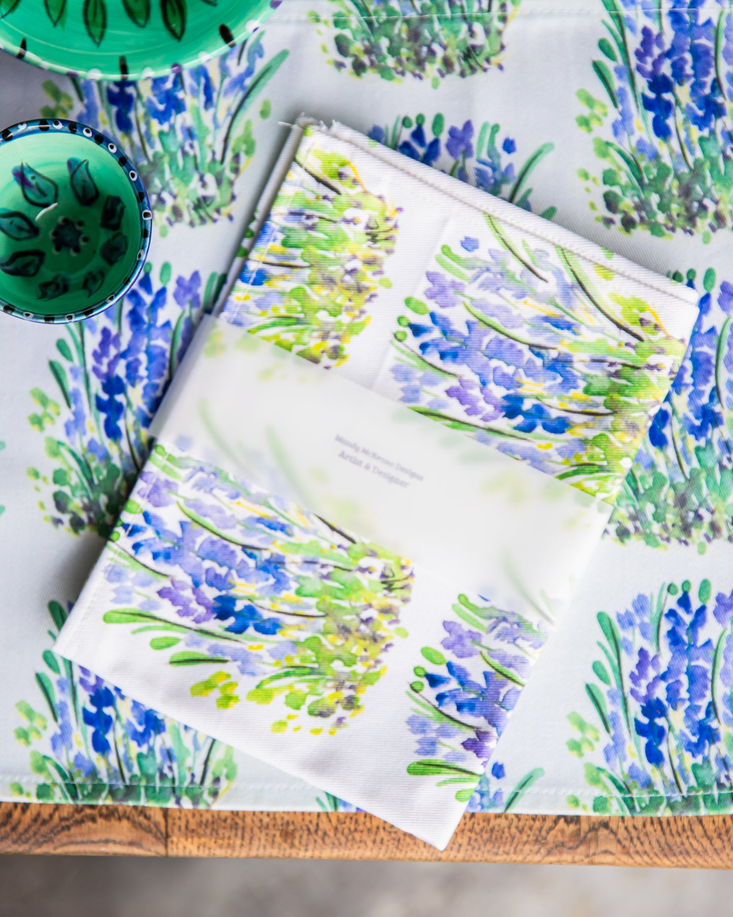 Lavender Fields floral tea towel from the Mandy McKenna Designs fabric collection