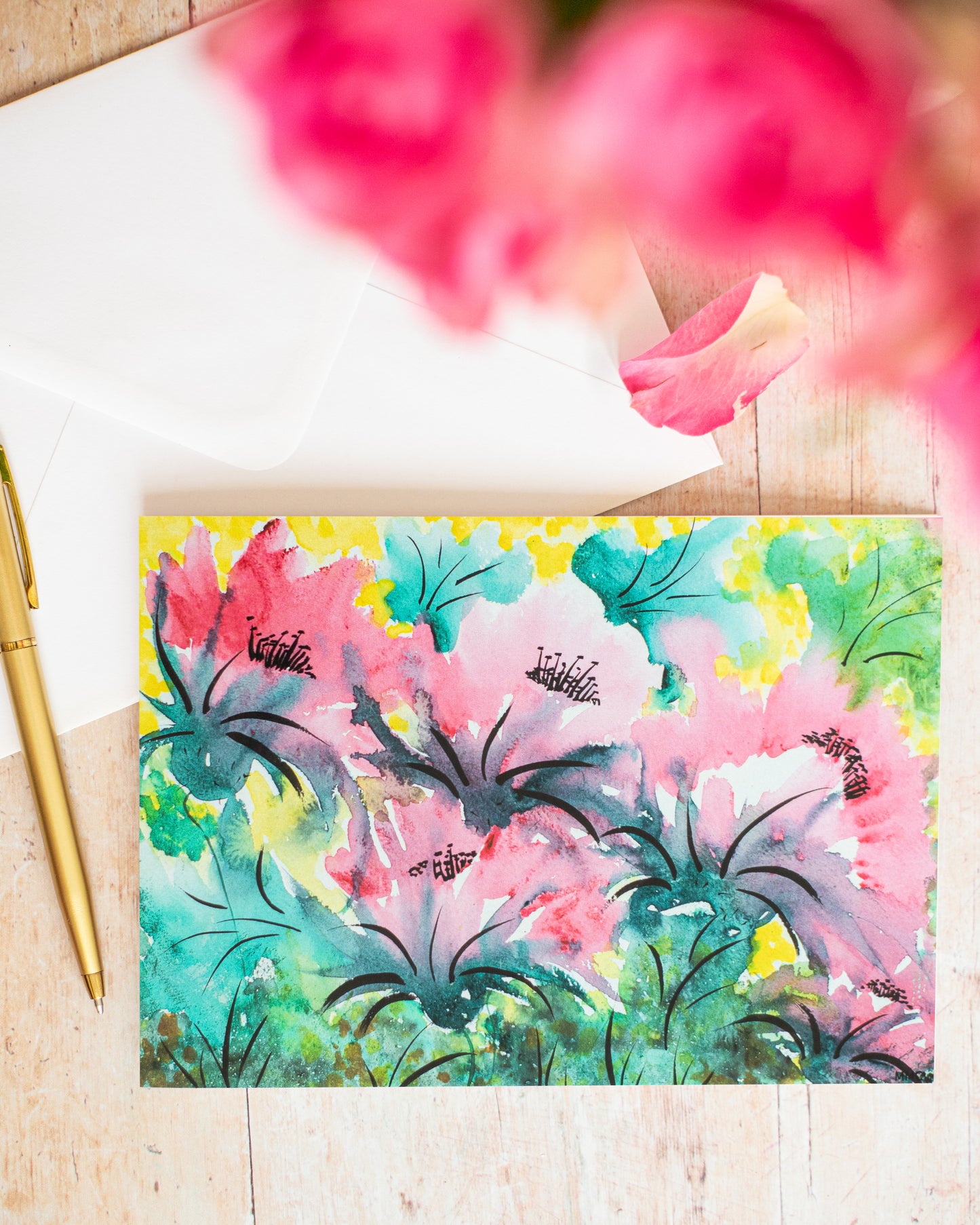 Pink Paradise Floral Greetings card