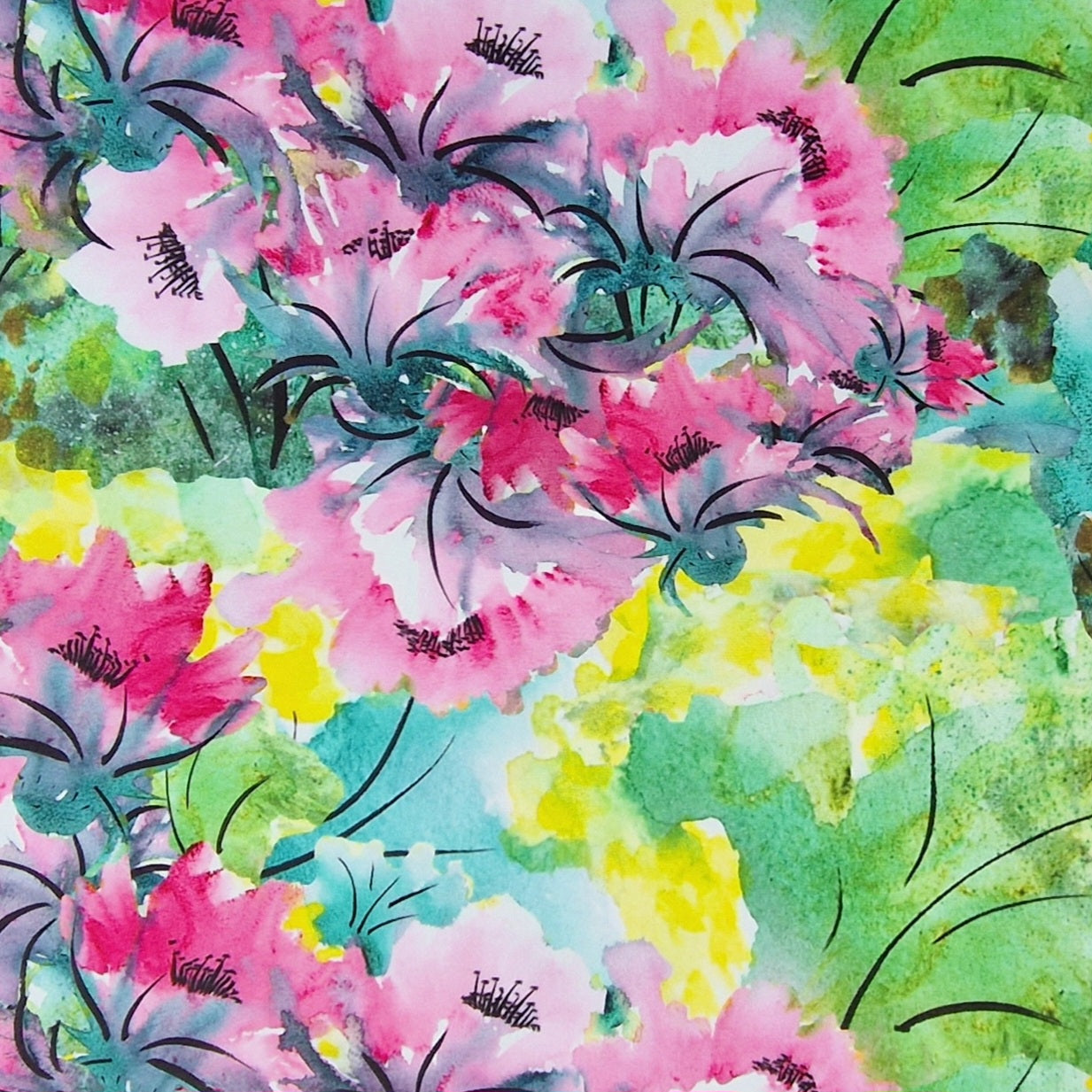 Mandy McKenna Designs Floral fabric range Pink Paradise, printed and designed uk