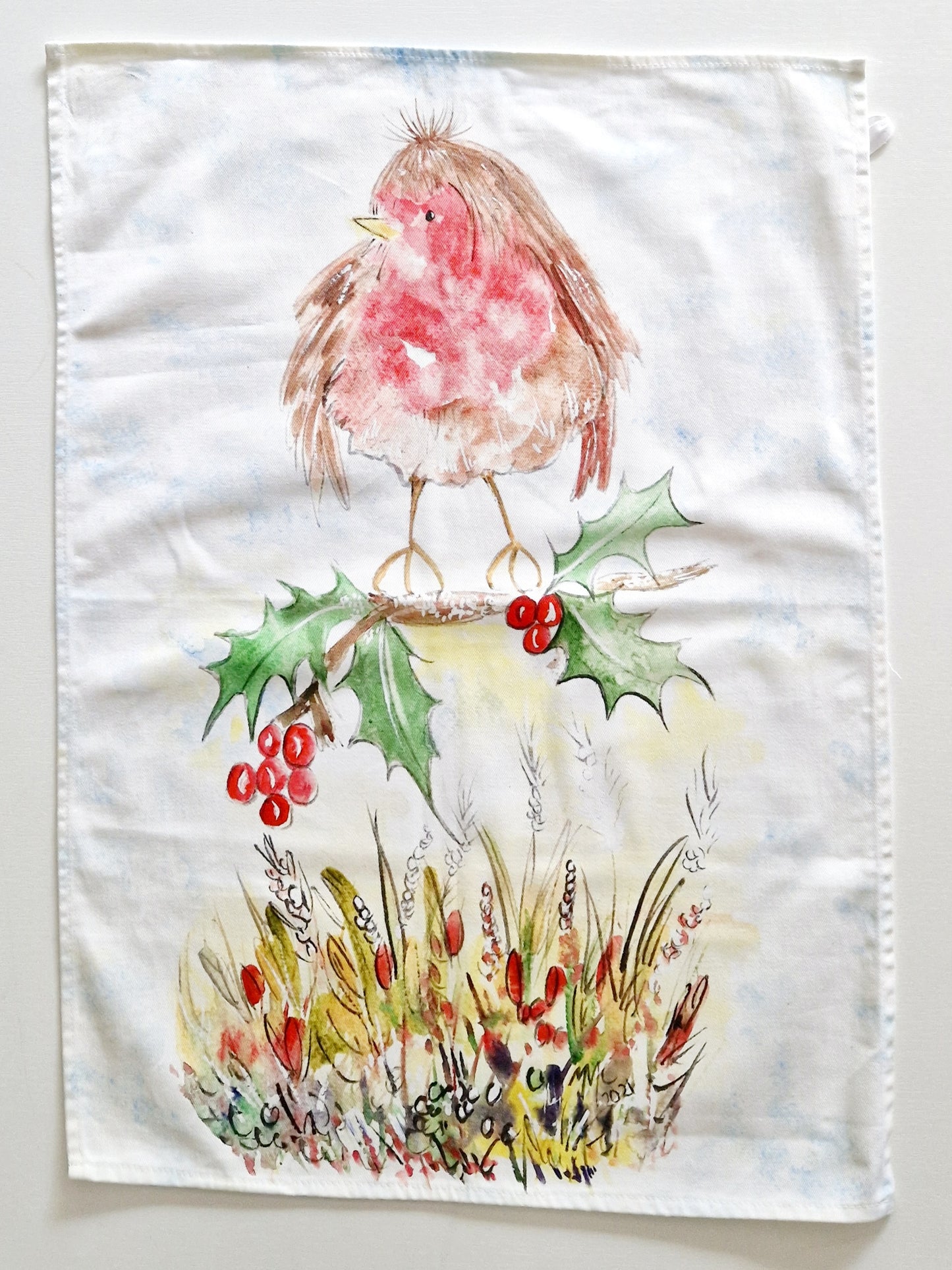 Tea Towel - Christmas Robin