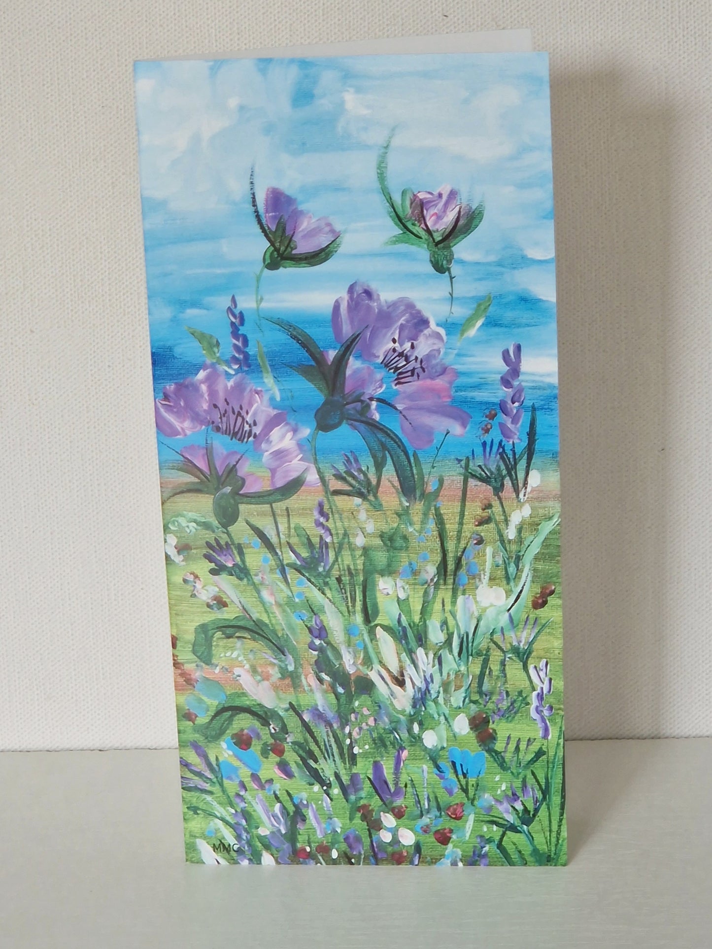 Greetings Card Set of 3 Blue Florals