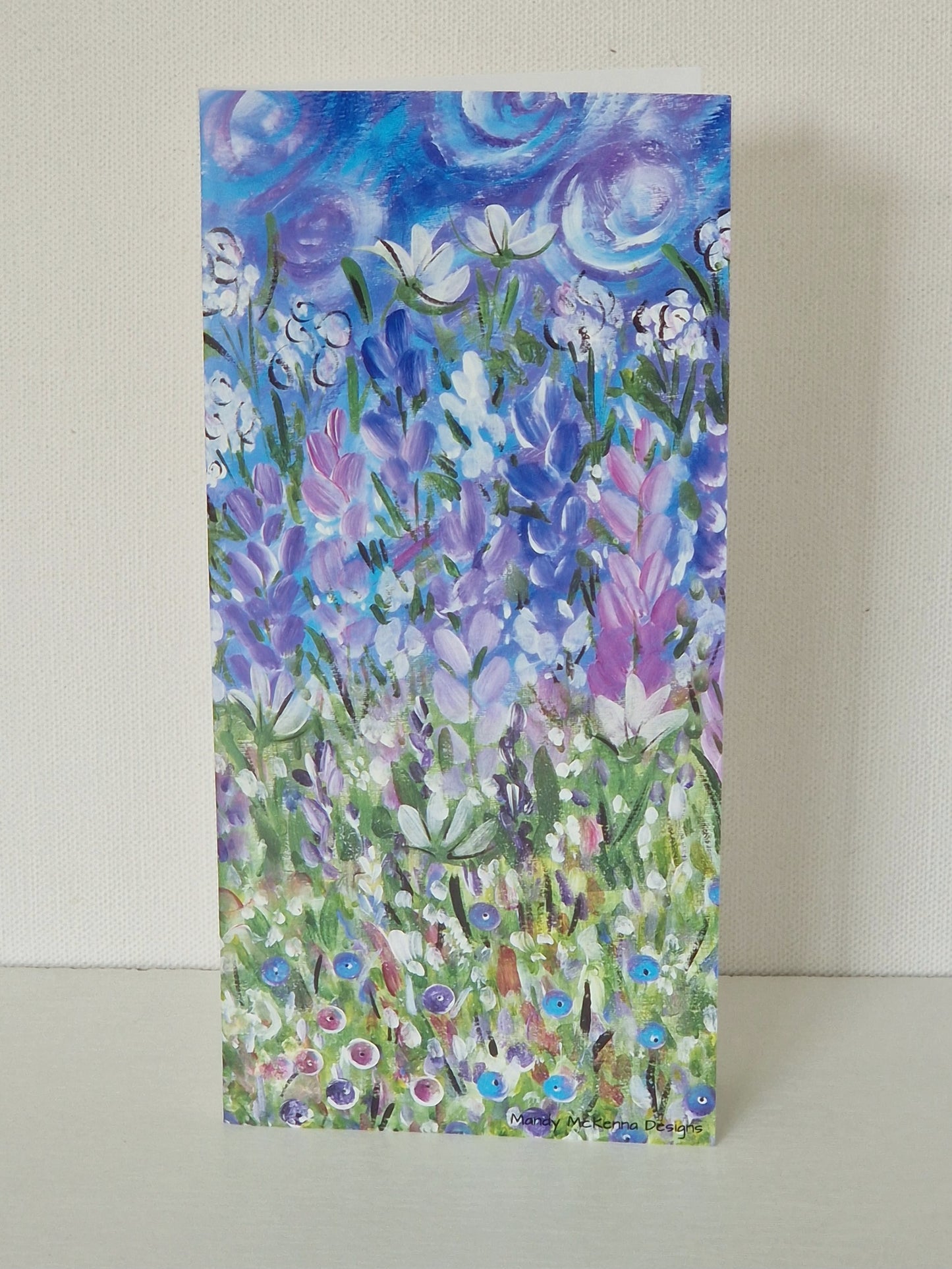 Greetings Card Set of 3 Blue Florals