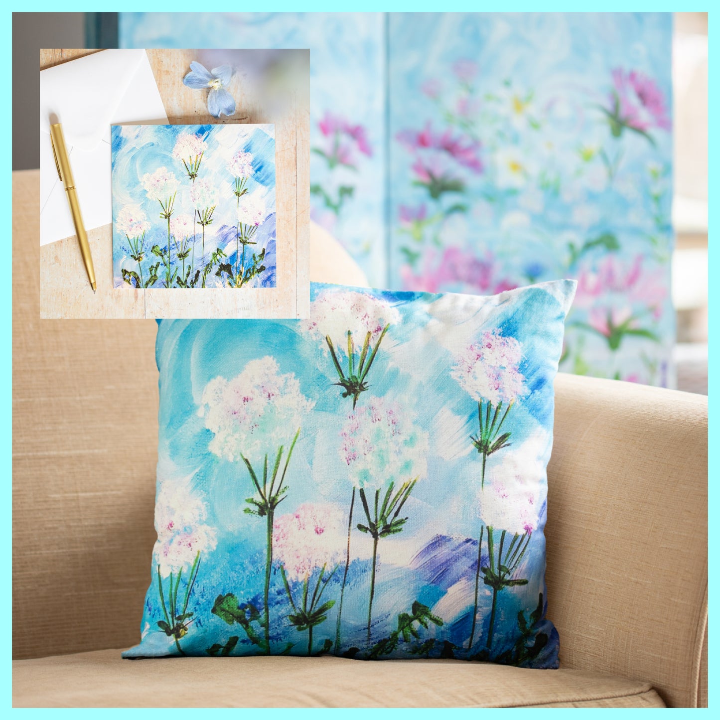 Cow Parsley Floral Cushion Cover