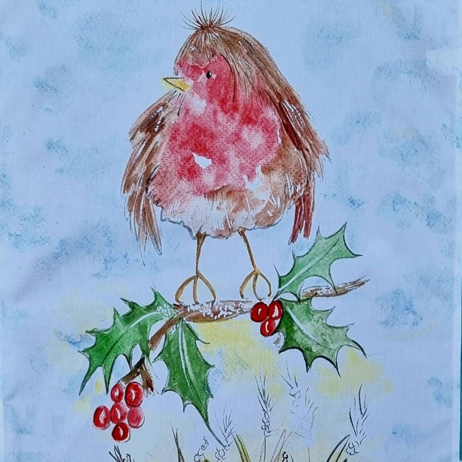 Tea Towel - Christmas Robin