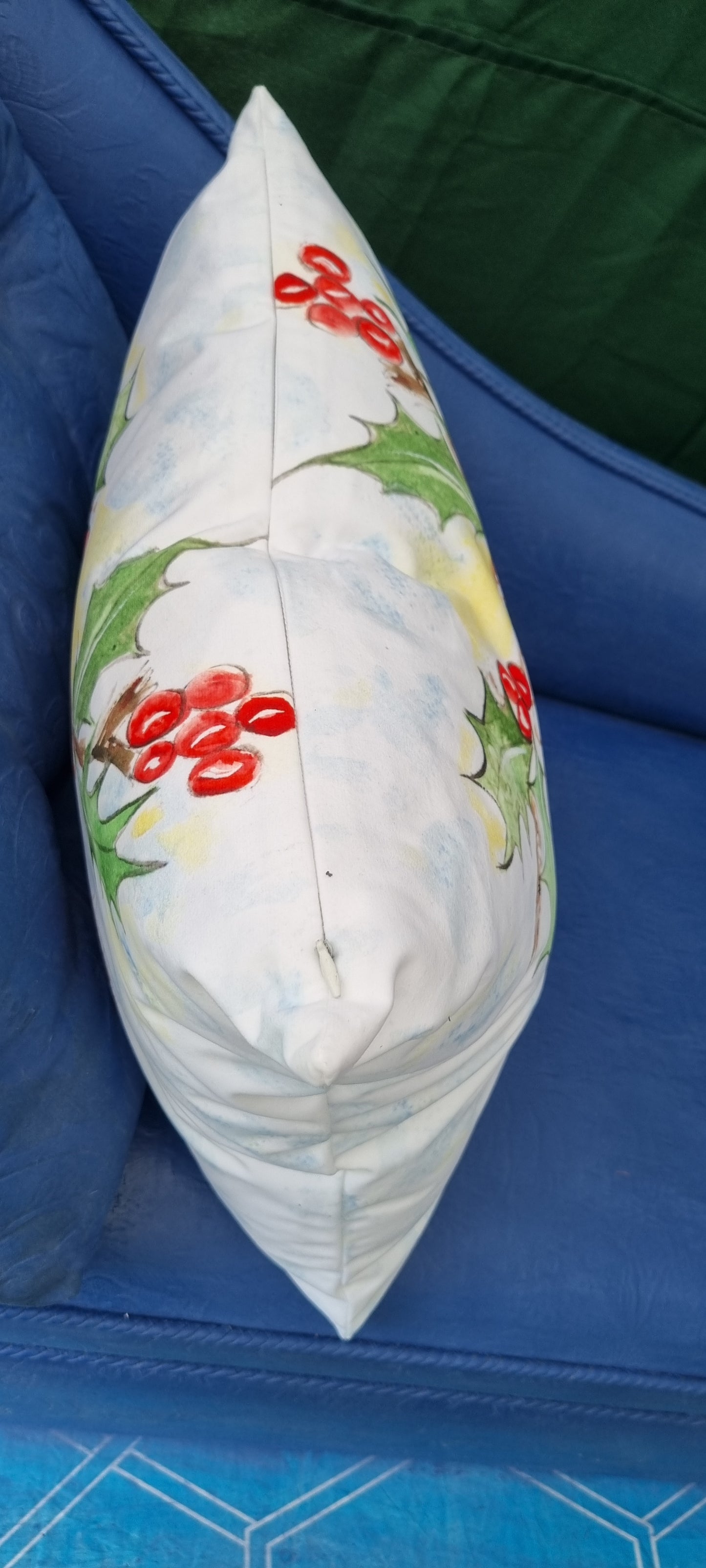 Winter Velvet Cushion - Christmas Robin