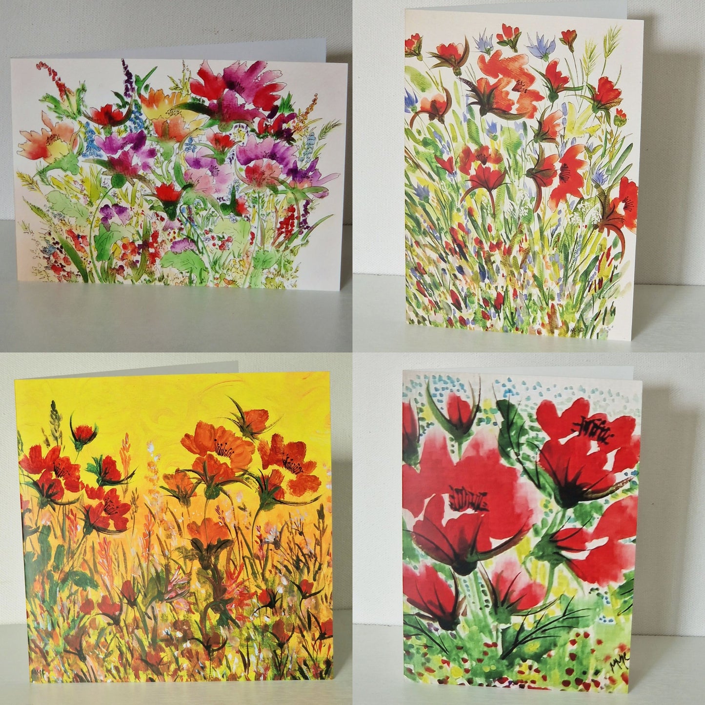 Greetings Card Set of 4 Poppies