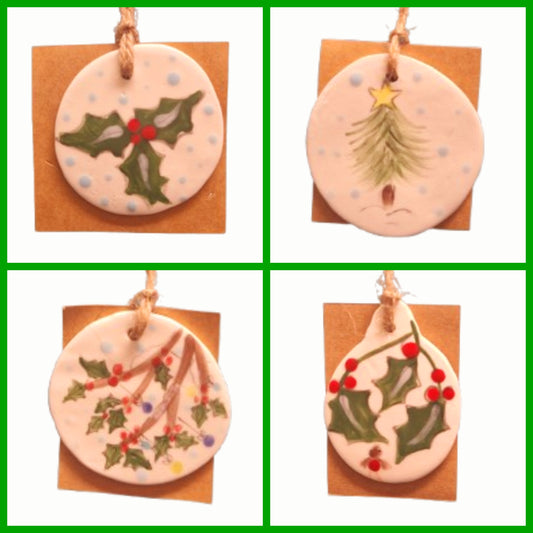 Christmas Ceramic Gift Tag Set and Christmas Tree Decorations