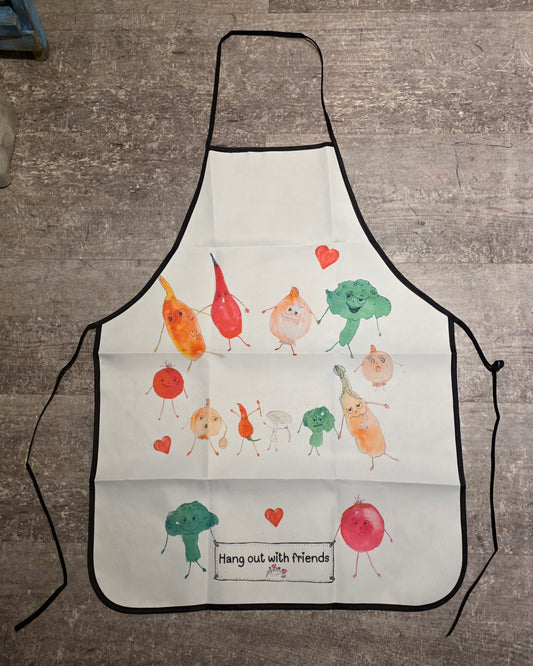 Kitchen Apron - Vegetable Characters - Hang out with friends