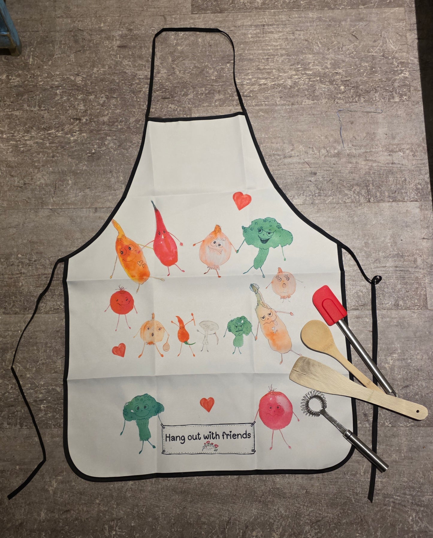 Kitchen Apron - Vegetable Characters - Hang out with friends