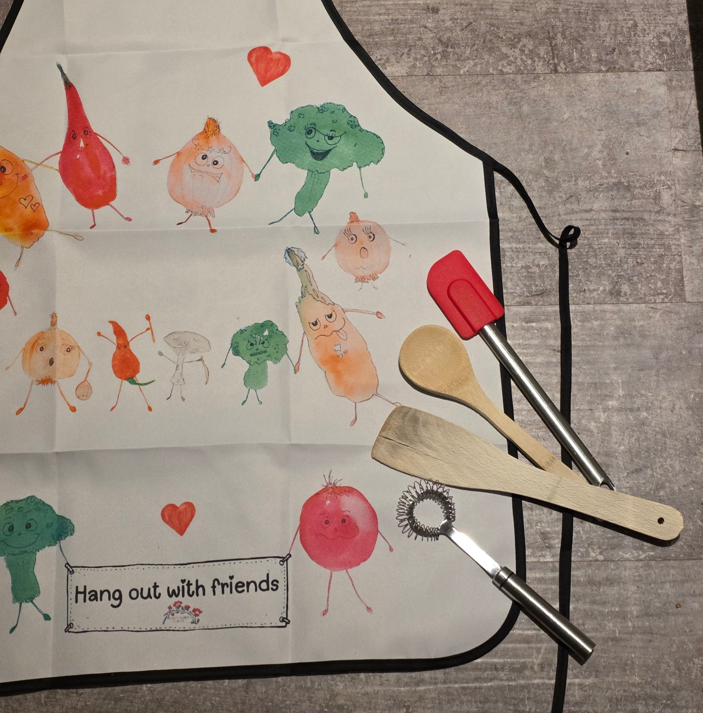 Kitchen Apron - Vegetable Characters - Hang out with friends