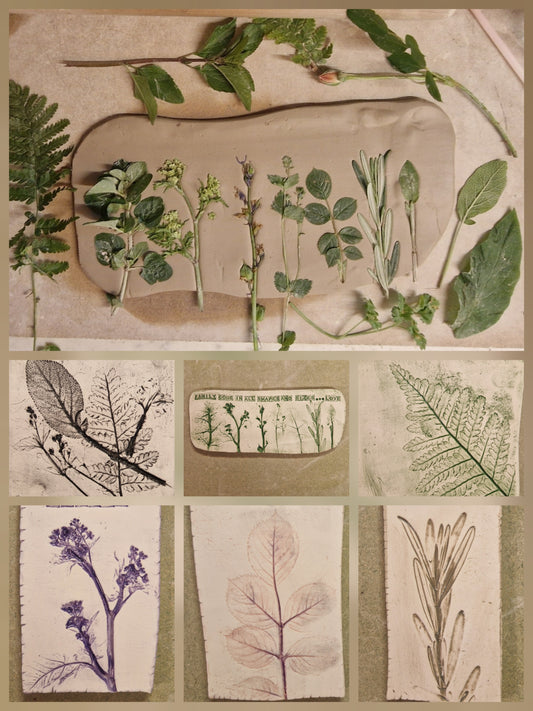 Flower Handprinted and Handpainted Clay Tiles - Mandy McKenna Designs 