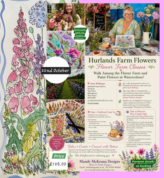 Watercolour Painting and Flowers at Hurlands Farm -  Bloom to Brushes  Experience Day