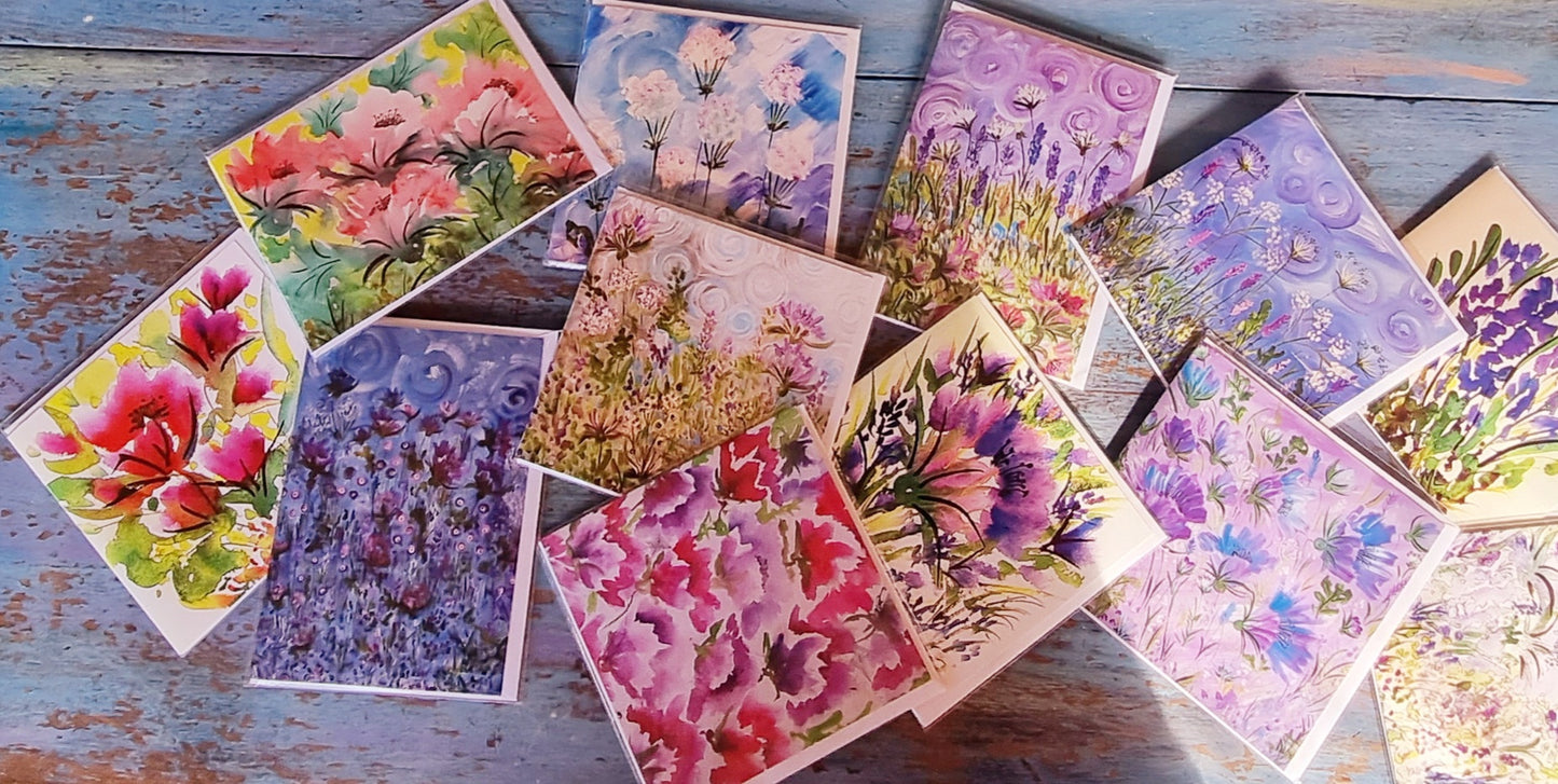 Greetings Card Floral Set of 10