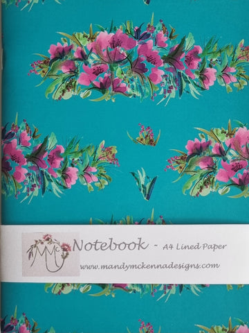 Notebook A4 Lined Paper - Teal