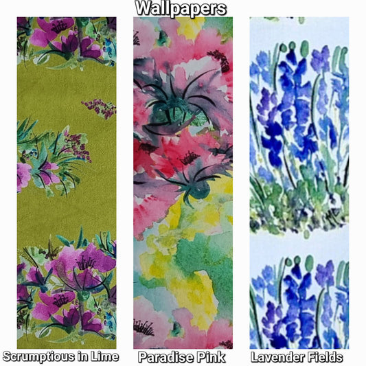 Wallpaper - Scrumptious in Lime, Paradise Pink, Lavender Fields